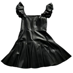 Alice + Olivia Black Pleather Mini Dress
